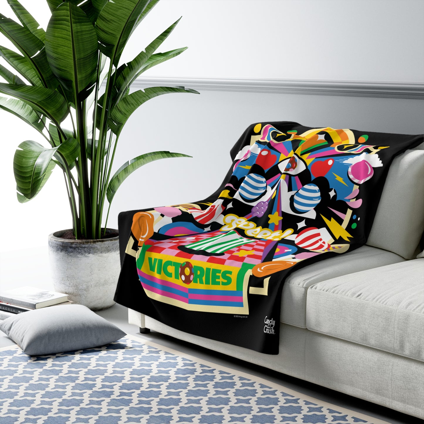 Candy Crush Sweet Victories Sherpa Blanket