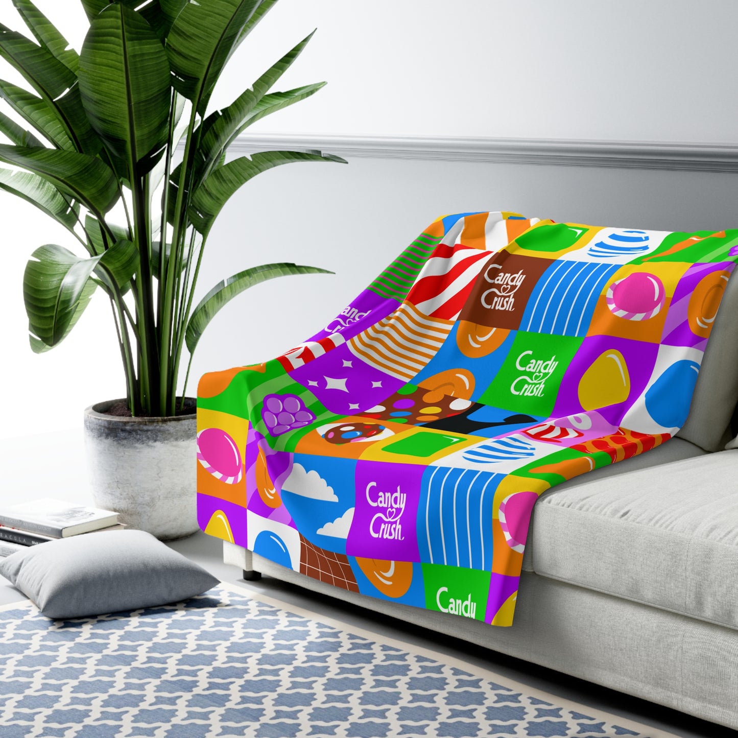 Candy Crush Pop Grid Sherpa Fleece Blanket