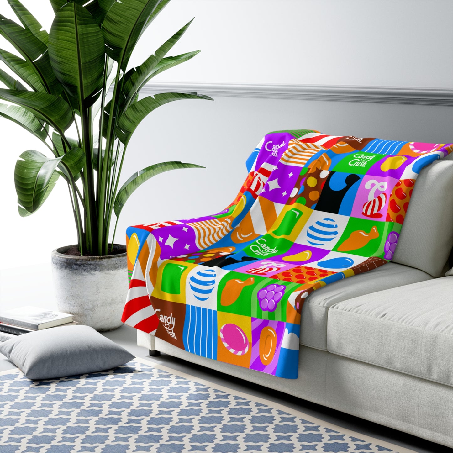 Candy Crush Pop Grid Sherpa Fleece Blanket